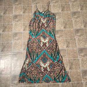 Rhapsody Spaghetti Strap Long Paisley Dress Medium